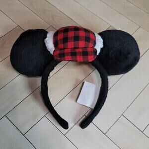 Disney Black & Red Plaid Buffalo Mickey Mouse Ears Headband